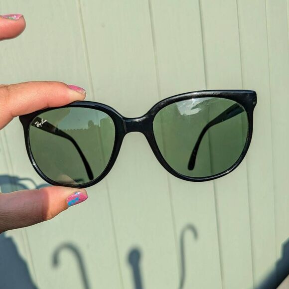 80s Ray-Ban B&L CATS 1000 Glossy Black Round Oversized Vintage Sunglasses - Picture 6 of 7